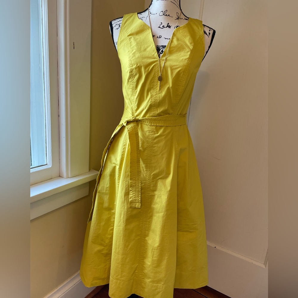 Boden Yellow A-Line Sleeveless V-Neck Midi Dress